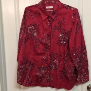 Red button down shirt from Coldwater Creek.